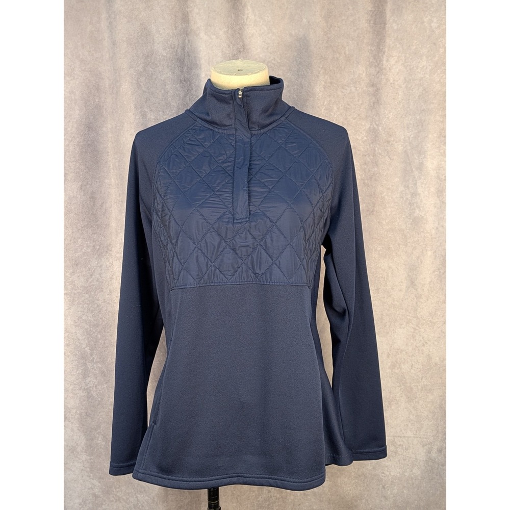 Avia Womens Navy Blue Quilted Quarter Zip Pullover Sweatshirt Size M 8-10 W2084